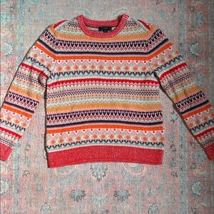 J. Crew Multicolor Patterned Crew Neck Sweater
